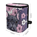 French Bulldog Cherry Blossom Print Car Trash Can with Lid, Leak Proof Auto Trash Bag Hanging Vehicle Garbage Can Multipurpose Storage Container for Back Seat Road Trip