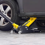 Low Profile Floor Jack 2 Ton (4400 lbs), Heavy Duty Aluminum Hydraulic Racing Floor Jack, Hydraulic Car Jack, Dual Piston Quick Lift Pump, 3.2"-14.6" Height Lifting Range (Yellow)