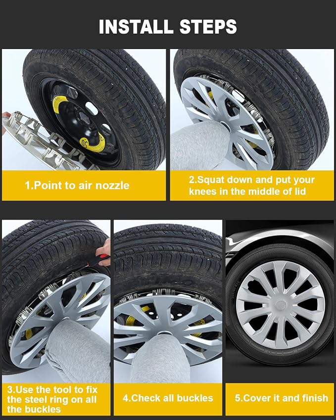 Hubcap Wheel Covers Hub Caps 16 Inch Set of 4 Silver Universal Wheel Rim Cover R16 Stylish Car Decor Wheel Covers for Toyota Camry Nissan Mazda (silver-04, 16 inch)