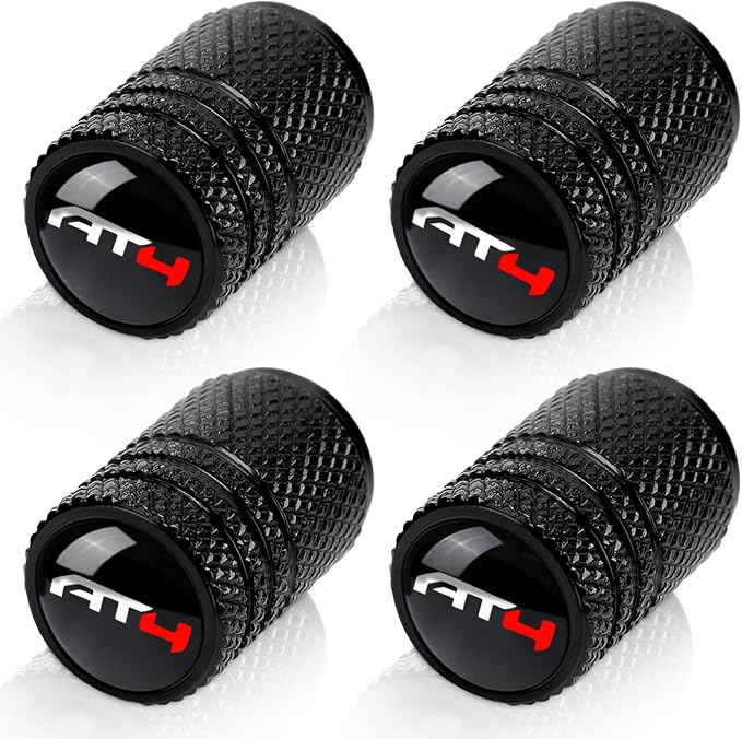 4pcs Tire Valve Stem Caps, Compatible with GMC AT4 Series Stem Cap Universal Car Air Cover Car Accessories for Cars, SUV, Truck, Motorcycles Black