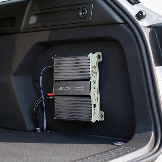Monoblock Car Amplifier, 400W RMS MAX, 1/2/4 Ohm Stable, 1-Channel Class D Car Audio Amplifier with Remote Subwoofer Level Control, Low Pass Filter, Bass Boost & Phase Shift, Volume Controller