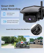 8.2'' RV Backup Camera Wireless: Compatible with Pre-Wired RV, 1080P HD Monitor with CarPlay, Voice Control, IR Night Vision, DVR Recording Back Up Camera for Camper, Trailer, Motorhome