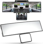 Car Rear View Mirror with Baby Mirror, Universal 11 Inch Panoramic Convex Rearview, Clip-On Wide Angle Rear View Reduce Blind Spot Effectively for Car and Can Keep an Eye on the Back Seat