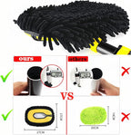 MVEQRRN 15° Curved Chenille Car Wash Brush Mop with Long Handle(Yellow) | Car Wash Mitt & Brush Kit, Scratch-Free Replaceable Head, Microfiber Towel, Car Cleaning Supplies for SUV, Truck