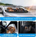 4 Dogs Foldable Windshield Snow Cover, Reflective Accordion Car Windshield Snow Cover, Sun Visor for Car Windshield, Ultimate Heat & UV Protection, Suitable for Most Cars, 57.1" L x 27.6" W
