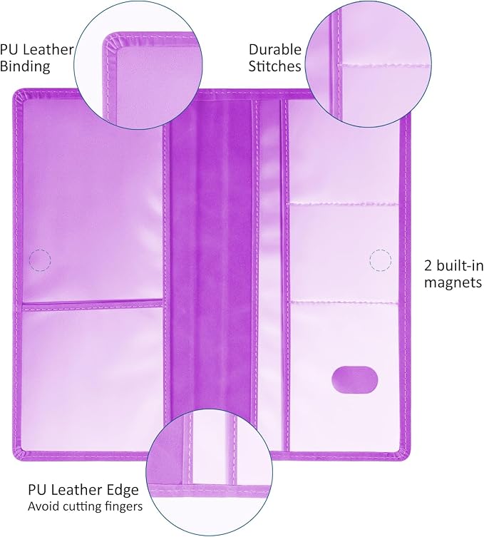 Car Accessories Registration and Insurance Holder,Leather Essential Card Magnetic Shut Vehicle Glove Box Organizer Case for Auto Driver License Document Truck Motorcycle Boat-Purple