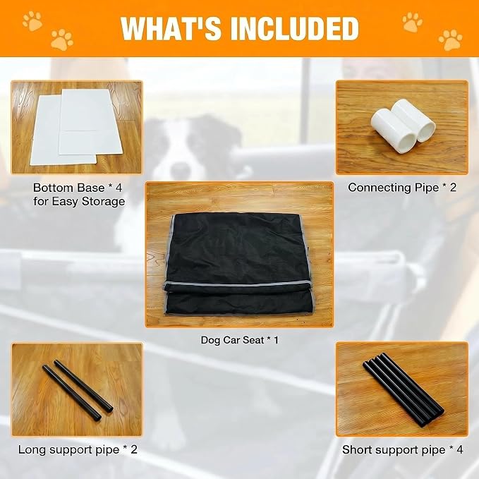 Dog Car Seat for Large Medium Dogs, Hard Bottom Extender with Mesh Windows, Waterproof Backseat Cover for Pets, SUV Dog Travel Bed for Road Trips & Car Travel (28 * 23 * 21.7inches)
