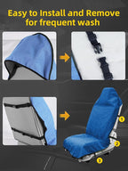 1PC Waterproof Towel Car Seat Cover - 525g Heavy Duty 3-Layer Microfiber Sweat Protector for Bucket Seats - Non-Slip Machine Washable Universal Fit for Gym, Yoga, Beach, Pets & Outdoors-Blue
