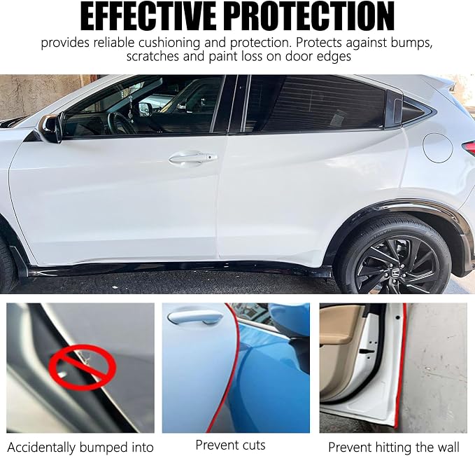 16.4Ft (5M) Car Door Edge Guards, Rubber U Shape Automotive Door Entry Guard Protector Strip, No Glue Required, Universal Vehicle Doors Edge Trim, Exterior Car Accessories (White, 16.4FT)