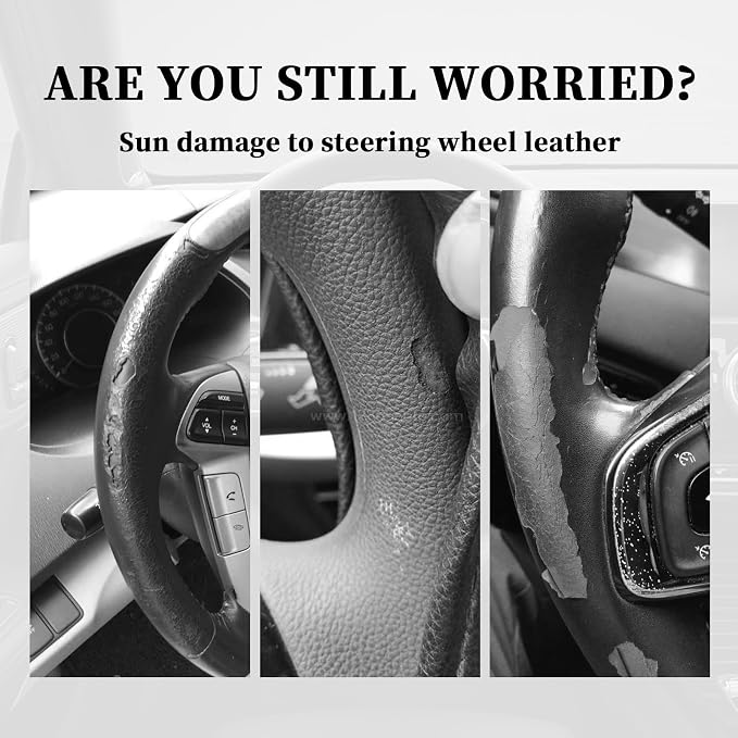 Steering Wheel Cover Sun Shade for Car,210T Titanium Silver Car Wheel Cover for Blocking Sunlight & Protecting Steering Wheels,Plus Size Steeringwheel Covers for 16.54" Diameter (Titanium Silver)