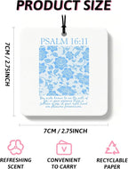 Blue Christian Car Air Freshener 4 Pcs, Girly Blue Bow Floral Religious Hanging Air Freshener for Cars Closet Drawer Books, Cute Preppy Christian Car Accessories Mirror Decor for Women