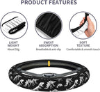 Dinosaur Skeleton Fossil Primitive Halloween Steering Wheel Cover Car Accessories Cute for Women Girls Girly Universal 15 Inch Neoprene Auto Interior Decor Anti Slip Car Truck Protector