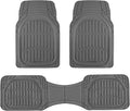 FlexTough LITE Rubber Car Mats Full Set - All Weather Floor Mats for Trucks, Cars & SUVs - Automotive Waterproof Gray Car Floor Mats for Cars Interior Accessories Universal Trim-to-Fit