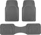 FlexTough LITE Rubber Car Mats Full Set - All Weather Floor Mats for Trucks, Cars & SUVs - Automotive Waterproof Gray Car Floor Mats for Cars Interior Accessories Universal Trim-to-Fit