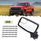 Left Driver Side Mirror Compatible with 2019-2025 chevy Silverado 1500 Power Glass Manual Folding Non-Heated without Turn signal Replace#GM1320582(3Pins）
