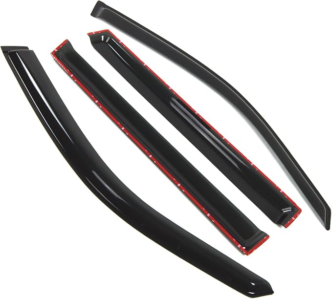 Outside Mount Window Vent Visors Rain Guards Compatible with Honda Pilot 2003-2008 | Side Window Wind Deflectors Rain Shields | Black Tinted, 4 Pcs Set, BGWV-241