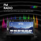 7 Inch Double Din Car Stereo with Wireless Carplay Android Auto Car Audio Receivers, Car Radio with Mirror Link, Bluetooth, SWC, FM, EQ, USB/Type C Charge 7 Color Light