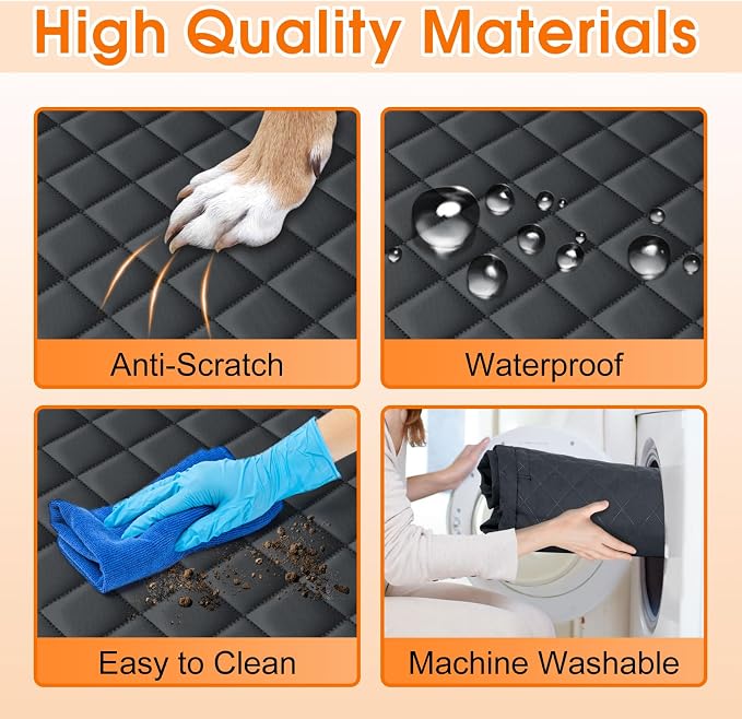 Waterproof Dog Car Seat Cover for Back Seat, Pet Hammock- S, Black | Durable waterproof hammock with nonslip design & storage pockets. Protects seats from scratches, fits cars, SUVs & trucks.
