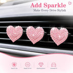 6 pcs Pink Heart Car Air Vent Clips Coquette Cute Girly Car Decor Accessories Interior Aesthetic Decorations Charm Stuff for Women Girl