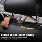 Purse Hook for Car, 4 PCS Car Purse Hook Headrest Hooks, 360° Rotatable Back Seat Storage Organizer, Universal Vehicle Seat Hanger for Purses, Handbags, Grocery Bags, Water Bottles, Brown