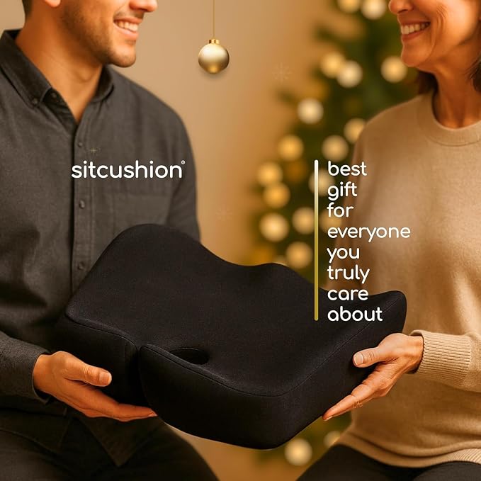 Car Seat Cushion for Long Driving – X Large Memory Foam Seat Cushion for Sciatica & Tailbone Pain Relief, Orthopedic Coccyx Cushion with Non-Slip Bottom, Back Pillow for Car, Truck (Gray)