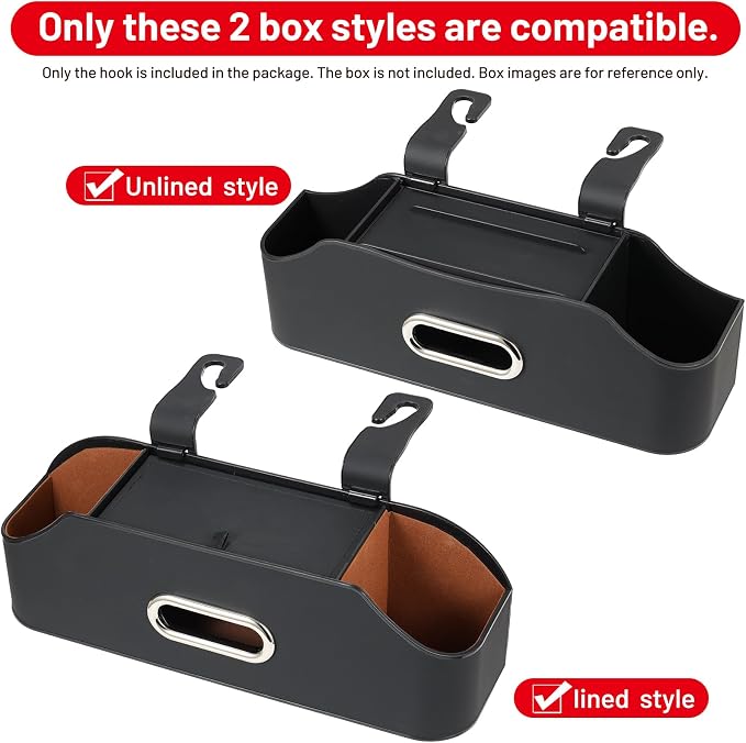 2-Pack Replacement Hook Parts Specifically for Car Seat Headrest Cup Holders Organizer - for Replacement When Damaged or Broken.(Black, Long / 3.54 inch / 9 cm)