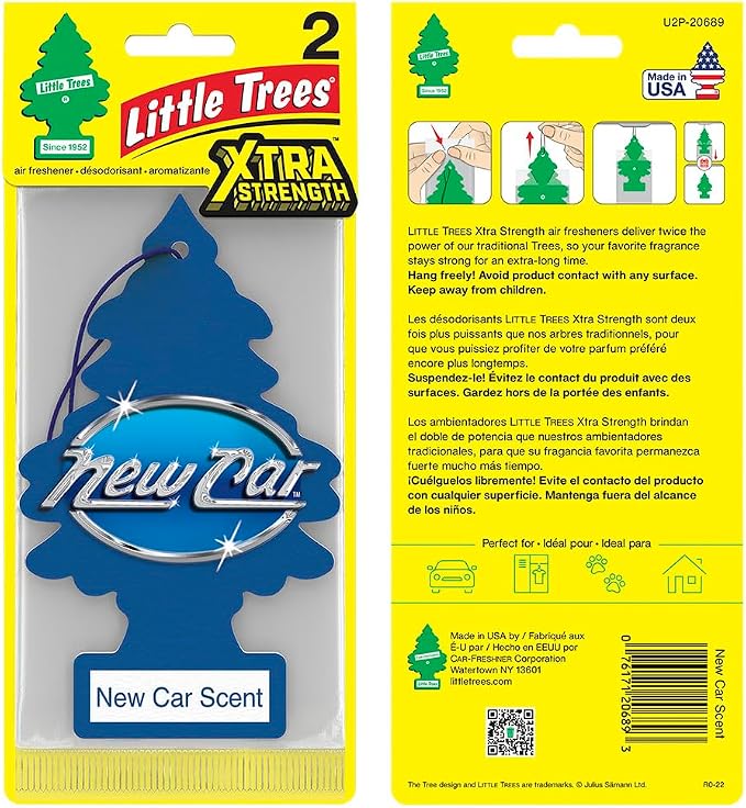 Car Air Freshener | Xtra Strength Provides Long-Lasting Scent for Auto or Home | Extra Boost of Fragrance | New Car Scent, 24 Air Fresheners (Pack of 6)