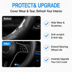 Car Steering Wheel Cover Full Surround - Soft Breathable Anti-Slip Heavyweight Safety Cover, Thick Cushioned Sports Style Universal Fit for Auto Truck SUV (Black)