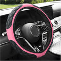Car Steering Wheel Cover, 15 Inches Non-Slip Leather Steering Wheel Protector, Universal Soft Cover Mats for Car Truck SUV, Interior Car Accessories (Pink)