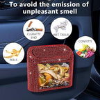Car Trash Can with Lid, Bling Crystal Mini Vehicle Trash Bin Car Dustbin Garbage Organizer, Automotive Garbage Can Bin Trash Container for Auto Cars, Home, Office - Red …