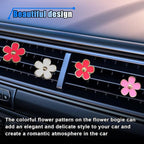 Cute Embroidery Flower Steering Wheel Cover, Non-Slip Floral Steering Wheel Protector with 4 PCS Flowers Car Air Vent Clips, Universal Car Interior Decorations for Women Girls