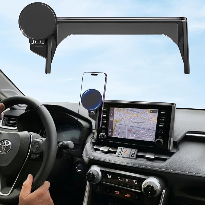 Car Phone Mount for Toyota RAV4 2019–2025 7/8-Inch Screen, OEM-Style Fit, 360° Rotation Phone Holder Compatible with MagSafe, No Vent Blocking, 100% Exclusive Development for Toyota RAV4 Accessories
