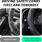 15 Inch Car Leather Steering Wheel Cover, Automotive Accessories Elastic Breathable Anti-Slip Soft Wheel Protector Fits Men and Women, Suitable for SUVs, Trucks, Vehicles and RVs (Black-1)