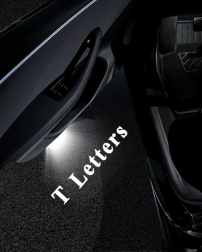 Car Door Lights Logo Projector, Tesla Accessories for Model Y 3 X S | 4K HD Puddle Lights Compatible with Model Y Juniper Model 3 Highland S X, Ultra-Bright No Fade 3D Laser Welcome Light(4 Pack)