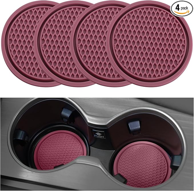 Car Cup Coaster, 4PCS Universal Non-Slip Cup Holders Embedded in Ornaments Coaster, Car Interior Accessories, Purple Glow
