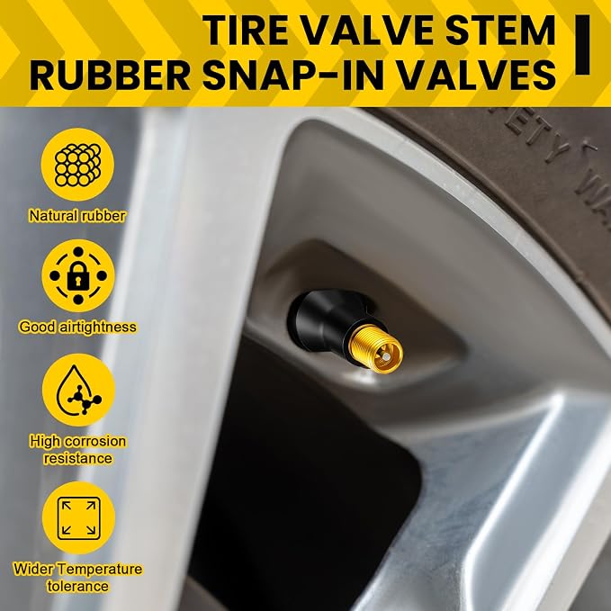 400 Pieces TR413 Valve Stems Tubeless Bulk Rubber Snap-in Valve Stems for 0.453 Inch Rim Holes, Black Standard Length Replacement Tool for Car Tubeless Replacement