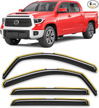 in-Channel Window Rain Guards Fit for Toyota Tundra CrewMax 2007-2021 Rain Guard Extra Durable Truck Window Deflectors Side Window Vent Visors Vent Shades Exterior Car Accessories-4pcs