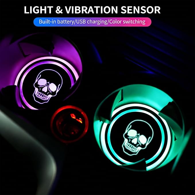 2Pcs Heart Dog Paw LED Car Cup Holder Coasters 7 Colors Lights Up Cups | with USB of Car Accessories for SUV Trucks Sedans,Waterproof Interior Atmosphere Lamp,Gifts for Women Men Pet Love