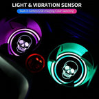 2Pcs Skeleton LED Car Cup Holder Coasters 7 Colors 3 Modes Lights Up Cups | with USB Charging of Car Accessories for SUV Trucks Sedans, Waterproof Interior Atmosphere Lamp, Skull Gifts for Women Men