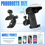 2 Packs Boat Phone Holder, Marine Cell Phone Holder with Sunshade, Black 360 Degree Adjustable Knob Crab Clamp, Smartphone Accessory for Boat Rail, Car, Cycling, Pontoon and Outdoor Use