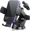 Wireless Car Charger,【7 Colored RGB Backlit】 15W Auto Clamping Phone Holders for Your car fit for iPhone 16 15 14 Mini Pro Max, Samsung Galaxy S25 Ultra S24 S23+, etc, Fathers Day for Gifts