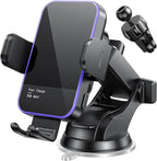 Wireless Car Charger,【7 Colored RGB Backlit】 15W Auto Clamping Phone Holders for Your car fit for iPhone 16 15 14 Mini Pro Max, Samsung Galaxy S25 Ultra S24 S23+, etc, Fathers Day for Gifts