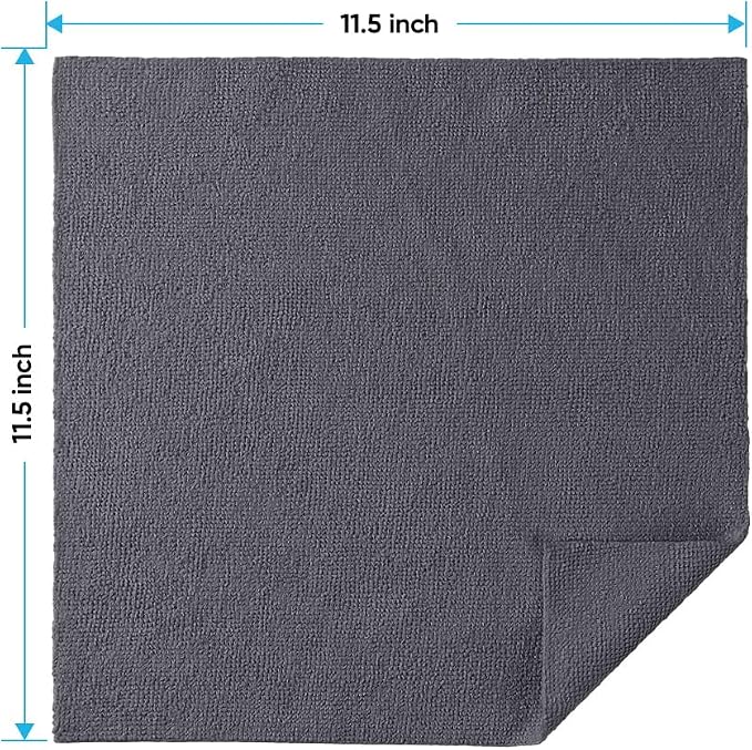 Grey Microfiber Cleaning Cloths, 20 Pack Cleaning Rags - Lint Free & Scratch-Free Microfiber Towels for Cars, House & Kitchen, Absorbent Cleaning Towels, 11.5 x 11.5 Inch