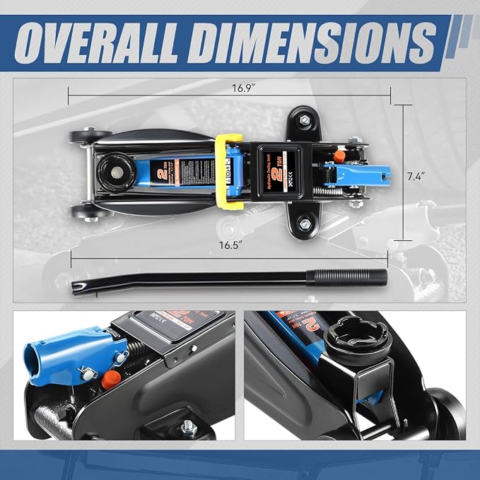 2 Ton Floor Jack with Jack Stands, Heavy Duty Steel Hydraulic Racing Floor Jack with Single Piston Quick Lift Pump, Hydraulic Trolley Service Car Jack, Blue