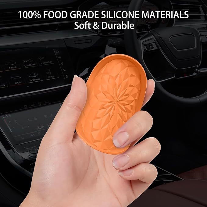 ME.FAN Car Coasters for Cup Holders [4 Pack] - 2.75In Silicone Auto Mug Mats - Universal Non-Slip Recessed Car Interior AccessoriesOrange