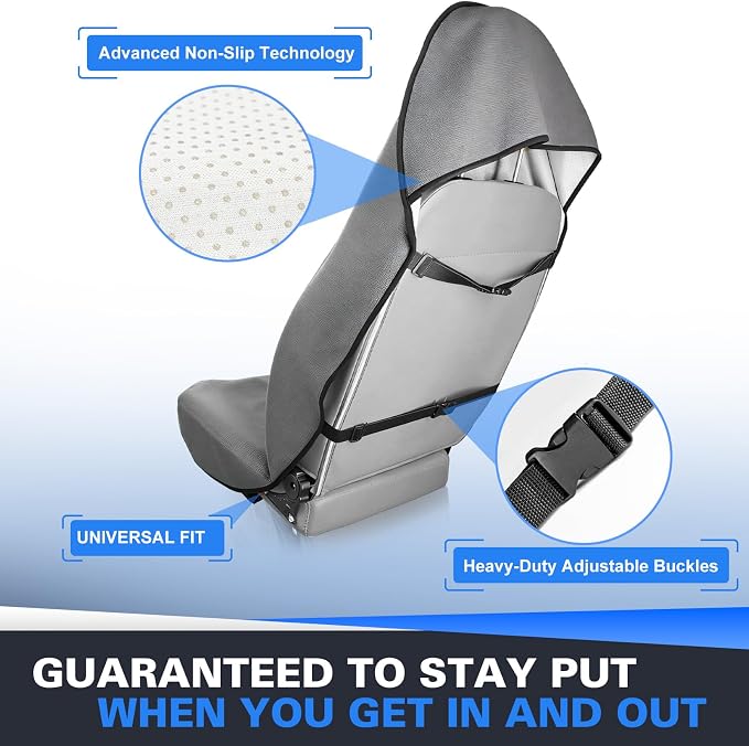 1PC Waterproof Towel Car Seat Cover - 525g Heavy Duty 3-Layer Microfiber Sweat Protector for Bucket Seats - Non-Slip Machine Washable Universal Fit for Gym, Yoga, Beach, Pets & Outdoors-Gray