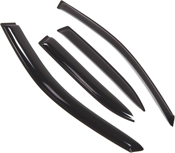 WD2-424 Dark Smoke 4 Pcs Set Window Visor (Outside Mount) Deflector Rain Guard Compatible with 1993-1997 Toyota Corolla Sedan