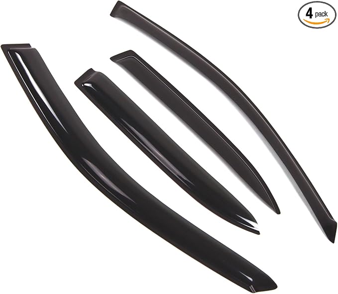 Outside Mount Window Vent Visors Rain Guards Compatible with Toyota Corolla Sedan 1993-1997 | Side Window Wind Deflectors Rain Shields | Black Tinted, 4 Pcs Set, BGWV-424