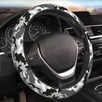 Black Grey White Camo Camouflage Steering Wheel Cover for Women Men Girls Car Accessories Decor Anti-Slip Neoprene Auto Steering Wheel Covers Protector Universal 15 Inch
