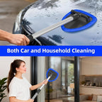 Windshield Cleaning Tool, Car Window Cleaner Windshield Cleaner with 4 Reusable and Washable Microfiber Pads and Extendable Handle Auto Inside Glass Wiper Kit
